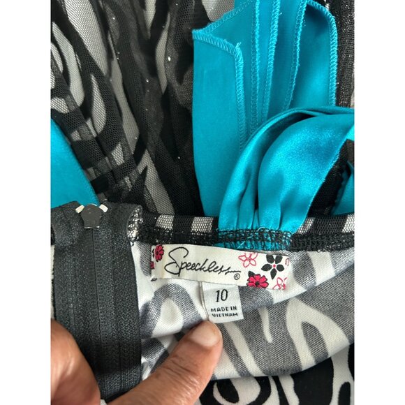 Girls Zebra Print Formal Dress With Blue Sash & Rhinestone Accents size 10 - Picture 7 of 7